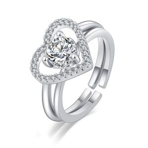 *ARANTXA* 2-Pc Silver Heart Shape Fashion Adjustable Ring